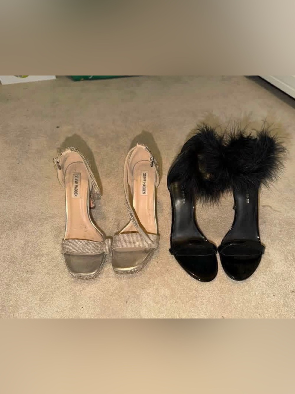 Steve Madden Black Feather Slide Heels